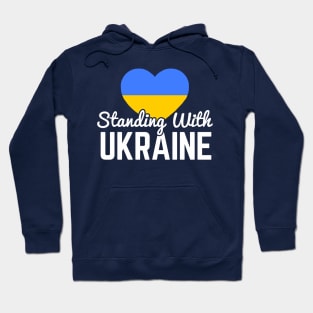 Standing With Ukraine, Ukrainian Flag Heart Hoodie